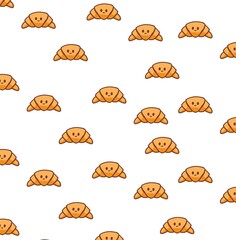 seamless pattern with cute croissant