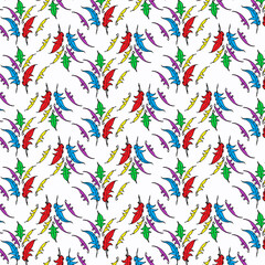 Leaf pattern on white background, Vector seamless pattern of leaves, flowers