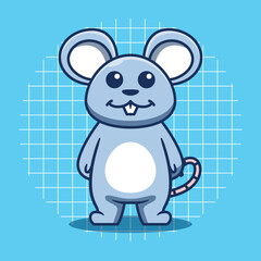 Cute mouse mascot standing vector illustration. Flat cartoon style.