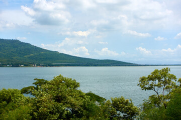 Fototapeta na wymiar Landscape of Lam Ta Khong Reservoir, Nakhon Ratchasima in Thailand.
