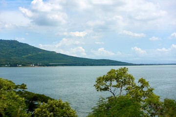 Fototapeta na wymiar Landscape of Lam Ta Khong Reservoir, Nakhon Ratchasima in Thailand.