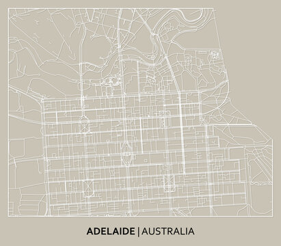 Adelaide (South Australia) Street Map Outline For Poster, Paper Cutting.