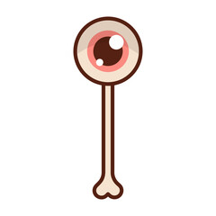 Halloween Lollipop. Round eye on a stick in the form of a bone.