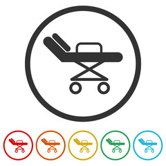 Hospital bed icon isolated on white background