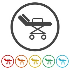 Hospital bed icon isolated on white background