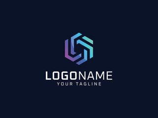 abstract colorful geometric hexagon  logo design template