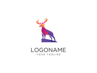 colorfull deer logo design template