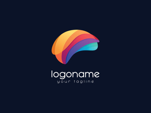 abstract colorful brain logo design template