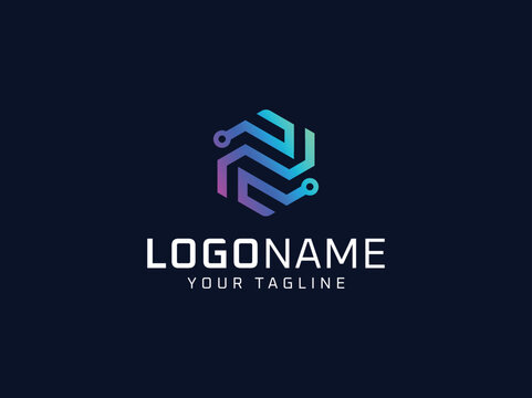 abstract colorful geometric hexagon  logo design template