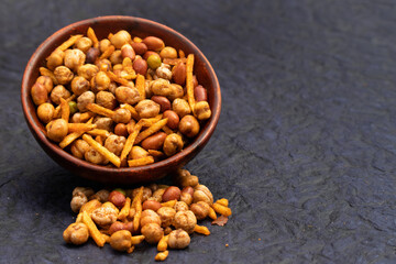Cocktail Mix Namkeen Mixture Also Called Tedhe Medhe Chakhna Made Of Mixed Nuts Like Kabuli Chana...