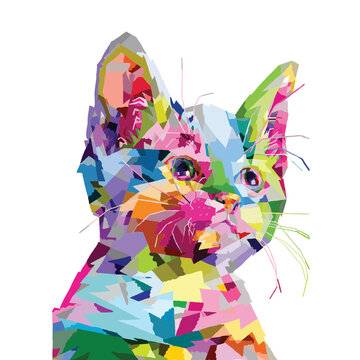 Illustration of a cat with various mixed colors, so it becomes interesting to see.