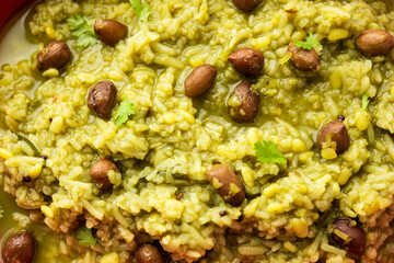Palak khichdi is a one pot nutritious meal of mung lentils and rice with spinach, Indian food