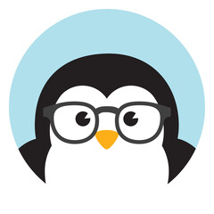 Geek Penguin Animal Cartoon Character.