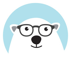 Geek Polar bear Animal Cartoon Character.