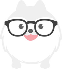 Geek Dog . Cartoon character pomeranian dog.