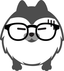 Geek Dog . Cartoon character pomeranian dog.