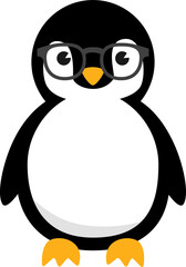 Geek Penguin Animal Cartoon Character.