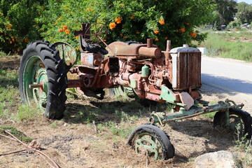 Old agricultural machinery in a kibbutz in Israel.