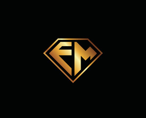 EM diamond shape gold color logo design