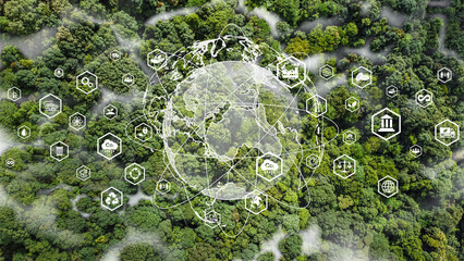 ESG, Zero Carbon Emission Environmental Technology Concept Sustainable Development Goals top view...