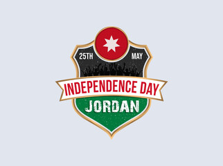 Jordan Independence Day. People celebrate the 25th of May. National flag color on the shield