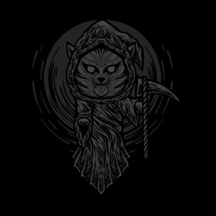 cat grim reaper Illustration design