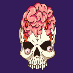 Hand drawn line art vector skull illustration