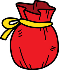 hand drawn red money bag illustration on transparent background