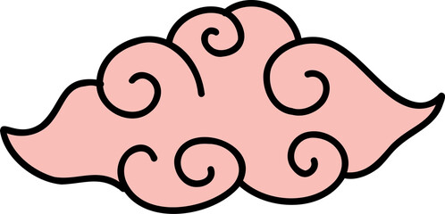 hand drawn chinese style clouds illustration on transparent background