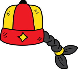 hand drawn chinese style hat illustration on transparent background