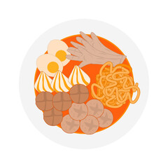 Seblak Indonesian spicy soup. This image is suitable for food advertisement design.