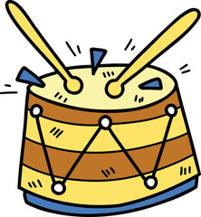 hand drawn cute drums illustration on transparent background