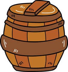 hand drawn liquor barrel illustration on transparent background