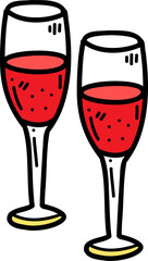 hand drawn wine glass illustration on transparent background