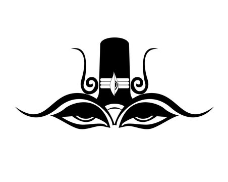 Indian Traditional Lord Shiva Ling with Eyes and Spirals isolated on white background - vector illustration