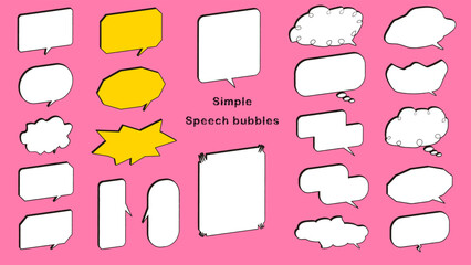 Speech Bubble set with pink background. Talk bubble. Cloud speech bubbles collection. Vector.