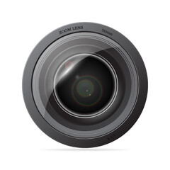 Camera photo lens 3D realistic icon, vector illustration.

