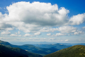 Fototapeta premium View of the blue sky and mountain landscape. The scene is early in the morning. Mountain natural landscape