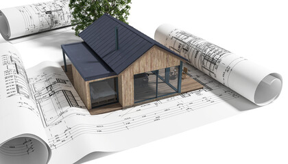 Ferienhaus in der Planungsphase - 3D Visualisierung