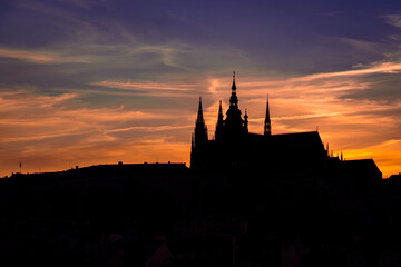 Fototapeta na wymiar Hradcany castle while sunset