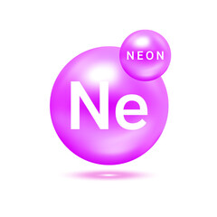 Neon molecule models purple. Ecology and biochemistry concept. Isolated spheres on white background. 3D Vector Illustration.