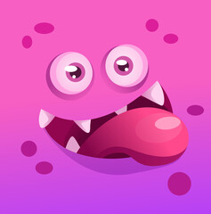 Cartoon monster faces. Vector of monster avatars with cute face expressions