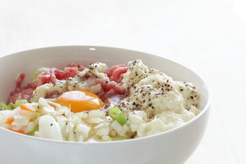 red meat and tofu with flour and pepper for Chinese patty cooking ingredient 