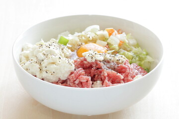red meat and tofu with flour and pepper for Chinese patty cooking ingredient 
