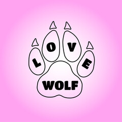 wolf paw logo with the word love