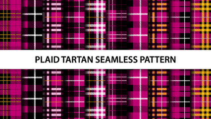 Collection of plaid tartan vector seamless pattern