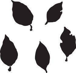 秋の枯葉のシルエットイラスト
