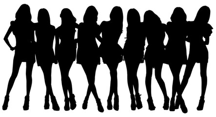 silhouettes of women. Vector silhouettes. Black of color isolated on white background