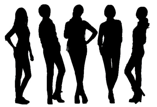 silhouettes of women. Vector silhouettes. Black of color isolated on white background