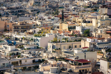 ATHENS, GREECE, 12 DECEMBER 2021 Amazing cityscape of Athens from above